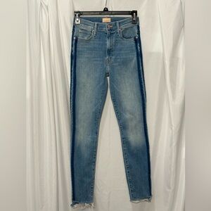 MOTHER Stunner Zip Ankle Step Fray. Light Kitty Racer. Size 25.